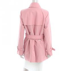 Pre Owned معطف بربري لندن قطن وردي S