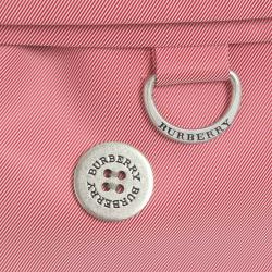 Pre Owned معطف بربري لندن قطن وردي S