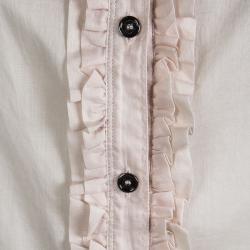 Pre Owned Burberry Pink Cotton Ruffle Placket Detail Blouse S