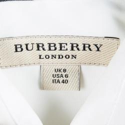 Pre Owned Burberry London White Embellished Cuff Detail Button Front Shirt S