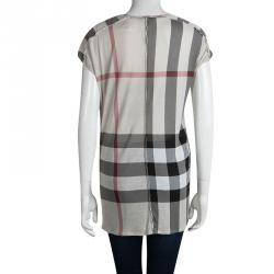 Pre Owned Burberry Beige Novacheck Short Sleeve Top L