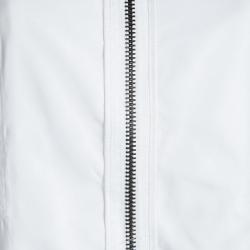 Pre Owned جاكيت بربري لندن نايلون أبيض بسحاب أمامي وأكمام بطيات M