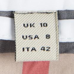 Pre Owned جاكيت بربري لندن نايلون أبيض بسحاب أمامي وأكمام بطيات M