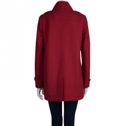 Pre Owned Burberry Red Wool Button Front Coat M