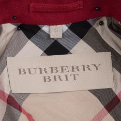 Pre Owned Burberry Red Wool Button Front Coat M