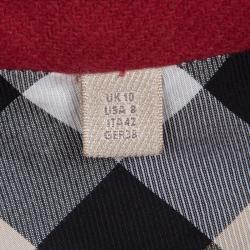 Pre Owned Burberry Red Wool Button Front Coat M