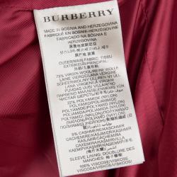 Pre Owned Burberry Red Wool Button Front Coat M