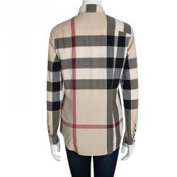 Pre Owned Burberry Brit Beige Nova Check Cotton Long Sleeve Button Front Shirt S