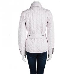 مملوكة مسبقًا Burberry Light Pink Diamond Quilted Button Front Jacket XS