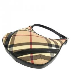 Pre Owned Burberry Black Nova Check Coated Canvas Hobo