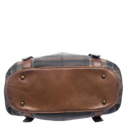 Pre Owned Burberry Brown Smoked Check PVC Small Northfield Tote