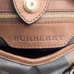 Pre Owned Burberry Brown Smoked Check PVC Small Northfield Tote
