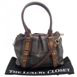 Pre Owned Burberry Brown Smoked Check PVC Small Northfield Tote