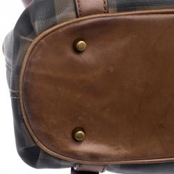 Pre Owned Burberry Brown Smoked Check PVC Small Northfield Tote