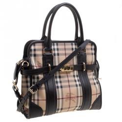 Pre Owned Burberry Brown Haymarket Check PVC Minford Satchel