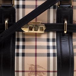 Pre Owned Burberry Brown Haymarket Check PVC Minford Satchel