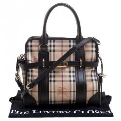 Pre Owned Burberry Brown Haymarket Check PVC Minford Satchel