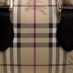 Pre Owned Burberry Choco Brown Haymarket Check PVC Chester Bowling Bag