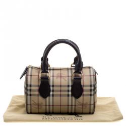 Pre Owned Burberry Choco Brown Haymarket Check PVC Chester Bowling Bag