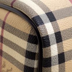 Pre Owned Burberry Choco Brown Haymarket Check PVC Chester Bowling Bag