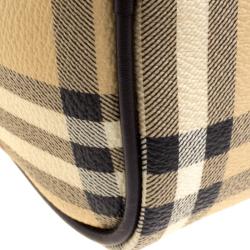 Pre Owned Burberry Choco Brown Haymarket Check PVC Chester Bowling Bag