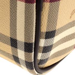Pre Owned Burberry Choco Brown Haymarket Check PVC Chester Bowling Bag
