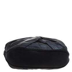 Pre Owned Burberry Black Leather Ruched Hobo