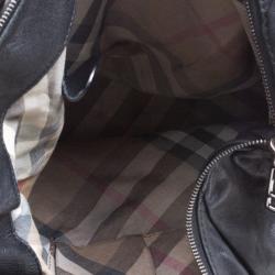 Pre Owned Burberry Black Leather Ruched Hobo