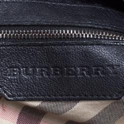 Pre Owned Burberry Black Leather Ruched Hobo