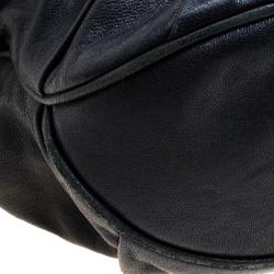 Pre Owned Burberry Black Leather Ruched Hobo