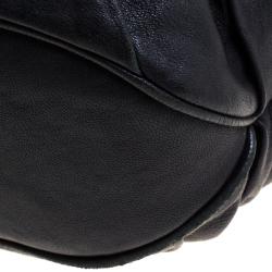 Pre Owned Burberry Black Leather Ruched Hobo