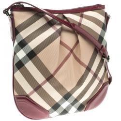 Pre Owned Burberry Raspberry Nova Check PVC Medium Chesham Crossbody 