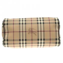 Pre Owned Burberry Choco Brown Haymarket Check PVC Chester Bowling Bag