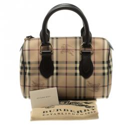 Pre Owned Burberry Choco Brown Haymarket Check PVC Chester Bowling Bag