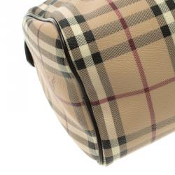 Pre Owned Burberry Choco Brown Haymarket Check PVC Chester Bowling Bag