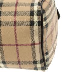 Pre Owned Burberry Choco Brown Haymarket Check PVC Chester Bowling Bag