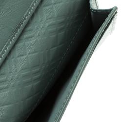 Pre Owned Burberry Viridian Green Patent Leather Coin Wallet
