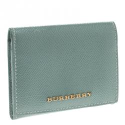 Pre Owned Burberry Viridian Green Patent Leather Coin Wallet