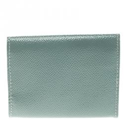 Pre Owned Burberry Viridian Green Patent Leather Coin Wallet