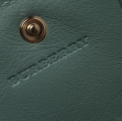 Pre Owned Burberry Viridian Green Patent Leather Coin Wallet