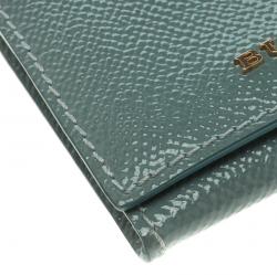 Pre Owned Burberry Viridian Green Patent Leather Coin Wallet
