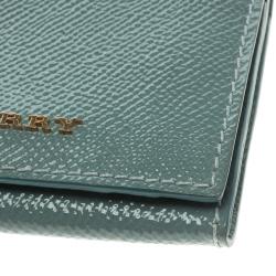 Pre Owned Burberry Viridian Green Patent Leather Coin Wallet