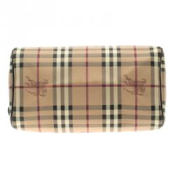 Pre Owned Burberry Brown Haymarket Check PVC Chester Bowling Bag
