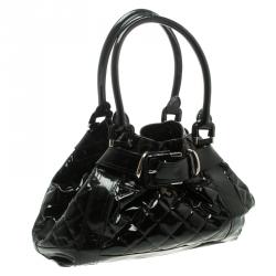 Pre Owned Burberry Black Patent Leather Beaton Satchel