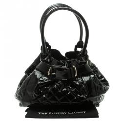 Pre Owned Burberry Black Patent Leather Beaton Satchel