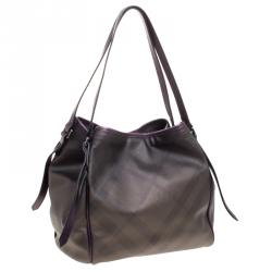 مملوكة مسبقًا Burberry Purple Smoke Check PVC Medium Canterbury Tote