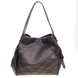 مملوكة مسبقًا Burberry Purple Smoke Check PVC Medium Canterbury Tote