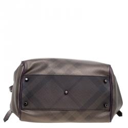 مملوكة مسبقًا Burberry Purple Smoke Check PVC Medium Canterbury Tote