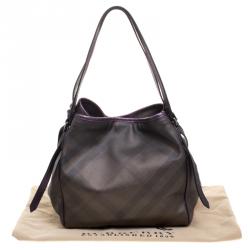 مملوكة مسبقًا Burberry Purple Smoke Check PVC Medium Canterbury Tote