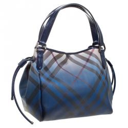 Pre Owned حقيبة يد بربري بيلمور PVC كاروهات سوبرنوفا آومبريه زرقاء
